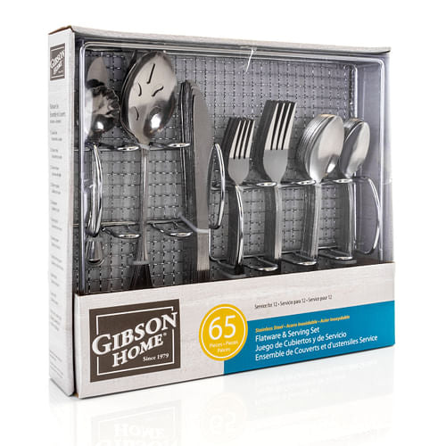 Gibson Home South Bay 65 Piece Stainless Steel Flatware Service Set
