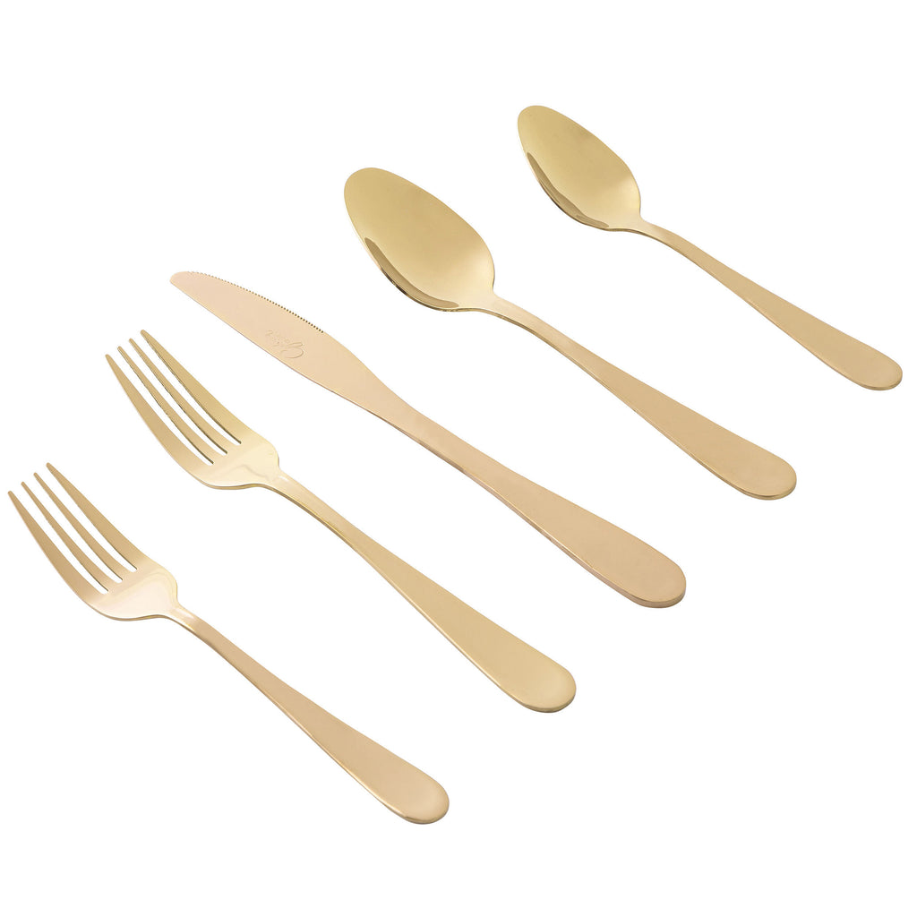 Gibson Home Stravidia 20 Piece Flatware set in Gold Stainless Steel