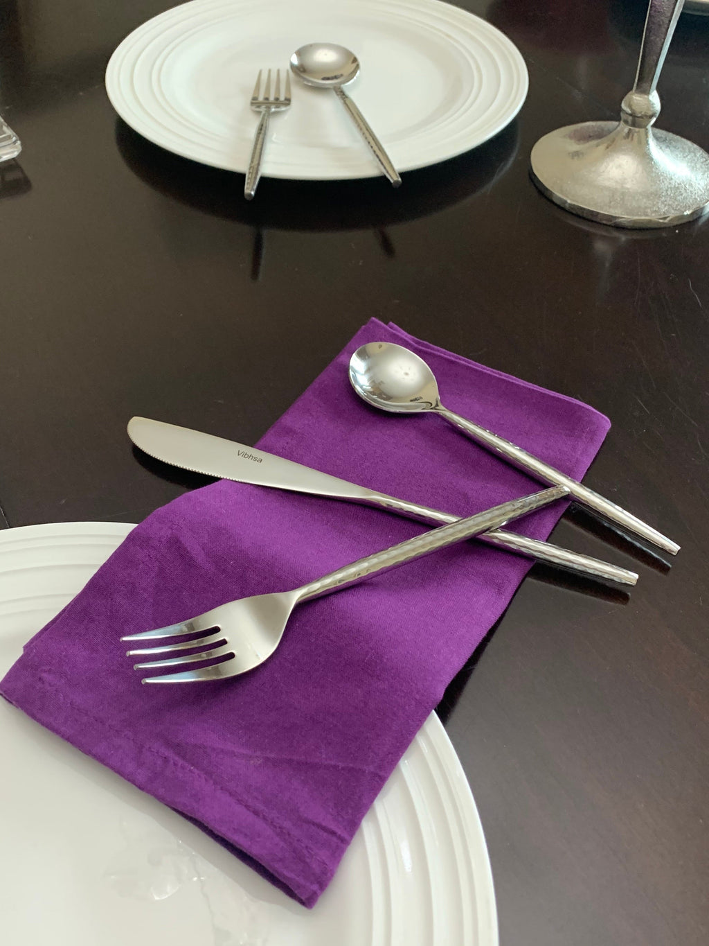 Hammered Stainless Steel Flatware 18-Piece Set Dinner knives, Dinner