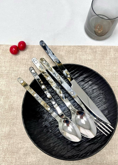 Set Of 10 Pcs Modern Elegant Terra Flatware - Bistrot Style Cutlery
