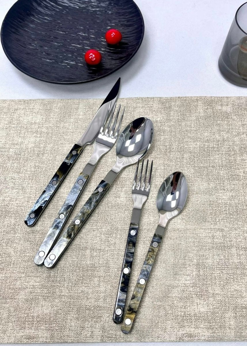 Set Of 10 Pcs Modern Elegant Terra Flatware - Bistrot Style Cutlery