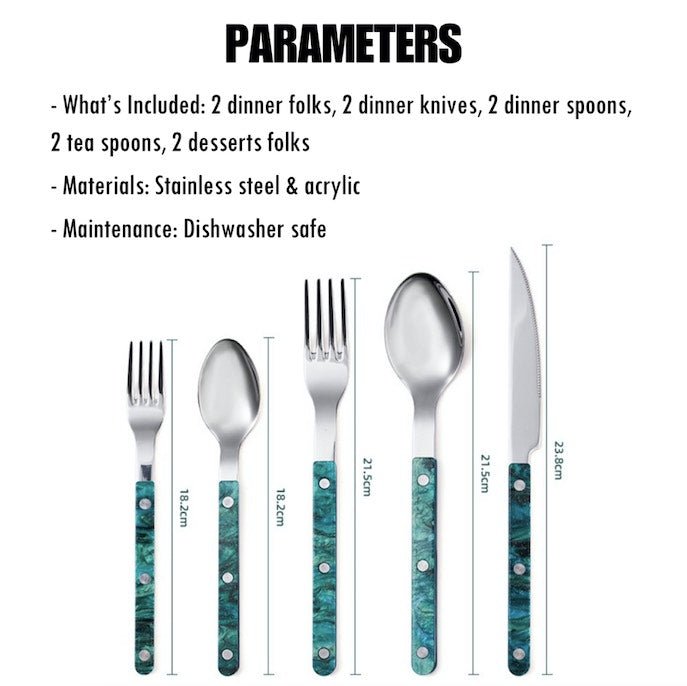 Set Of 10 Pcs Modern Elegant Terra Flatware - Bistrot Style Cutlery