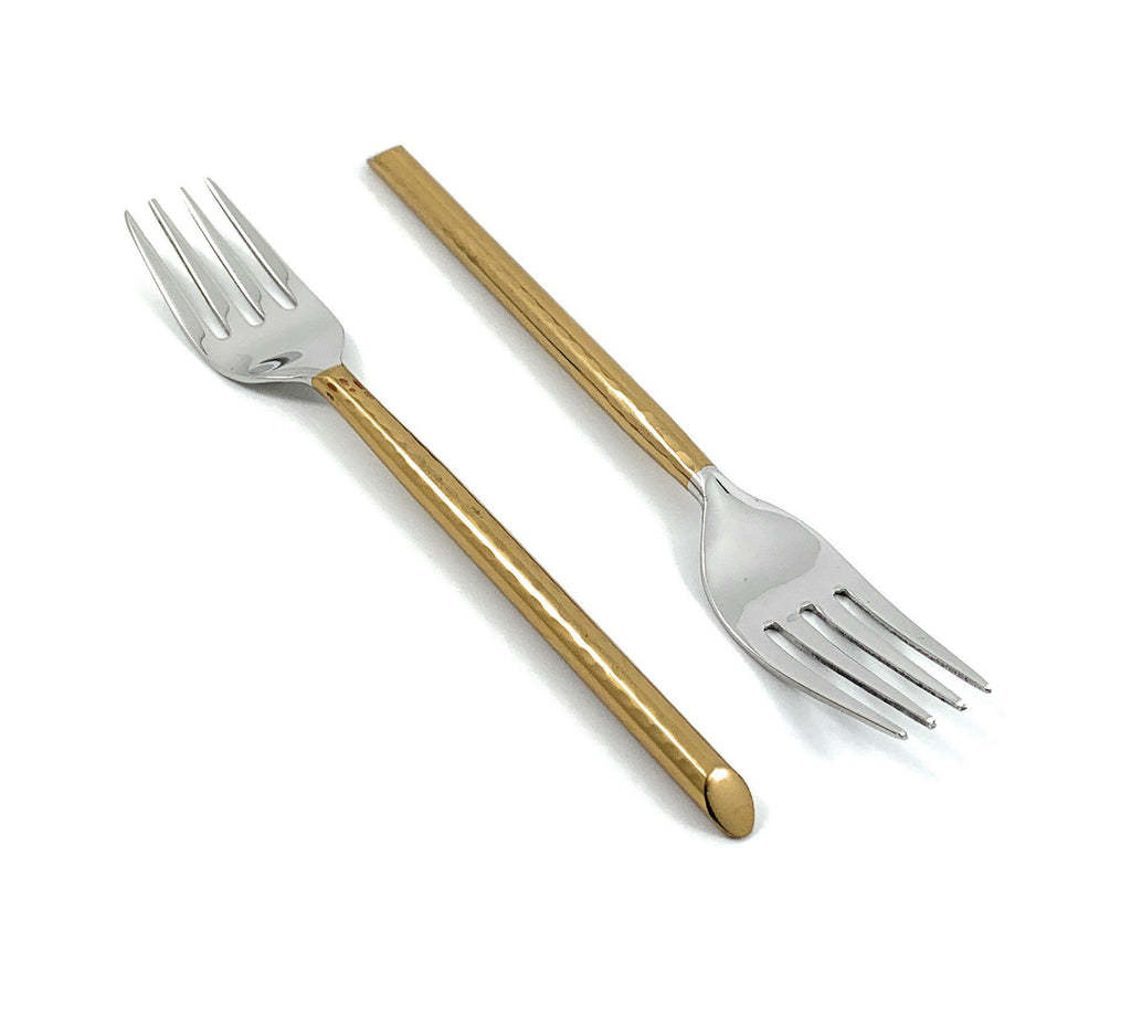 Dinner Forks Golden Stainless Steel Flatware Set of 6